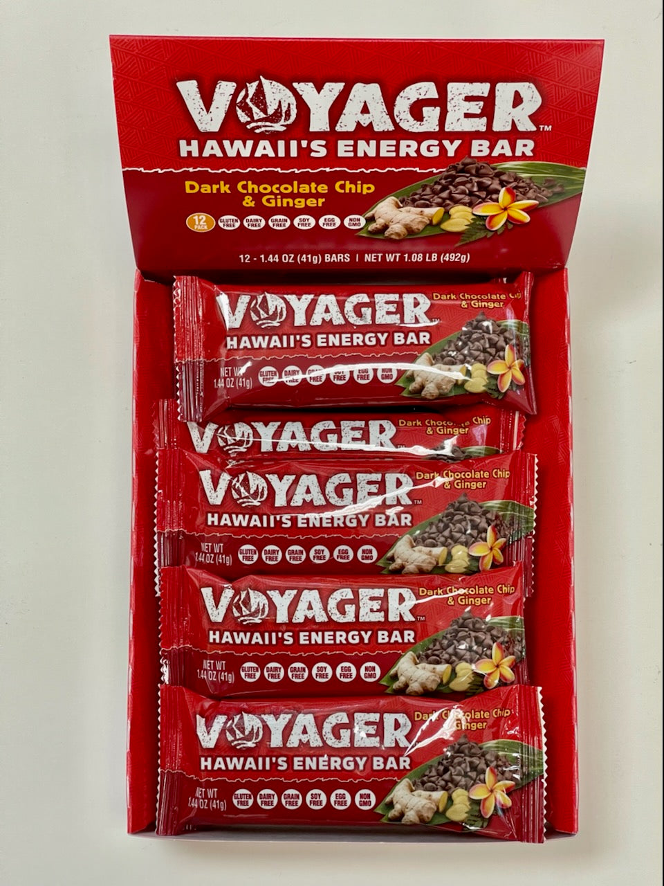 Voyager Energy Bars - Dark Chocolate Chip & Ginger 12 / 41g